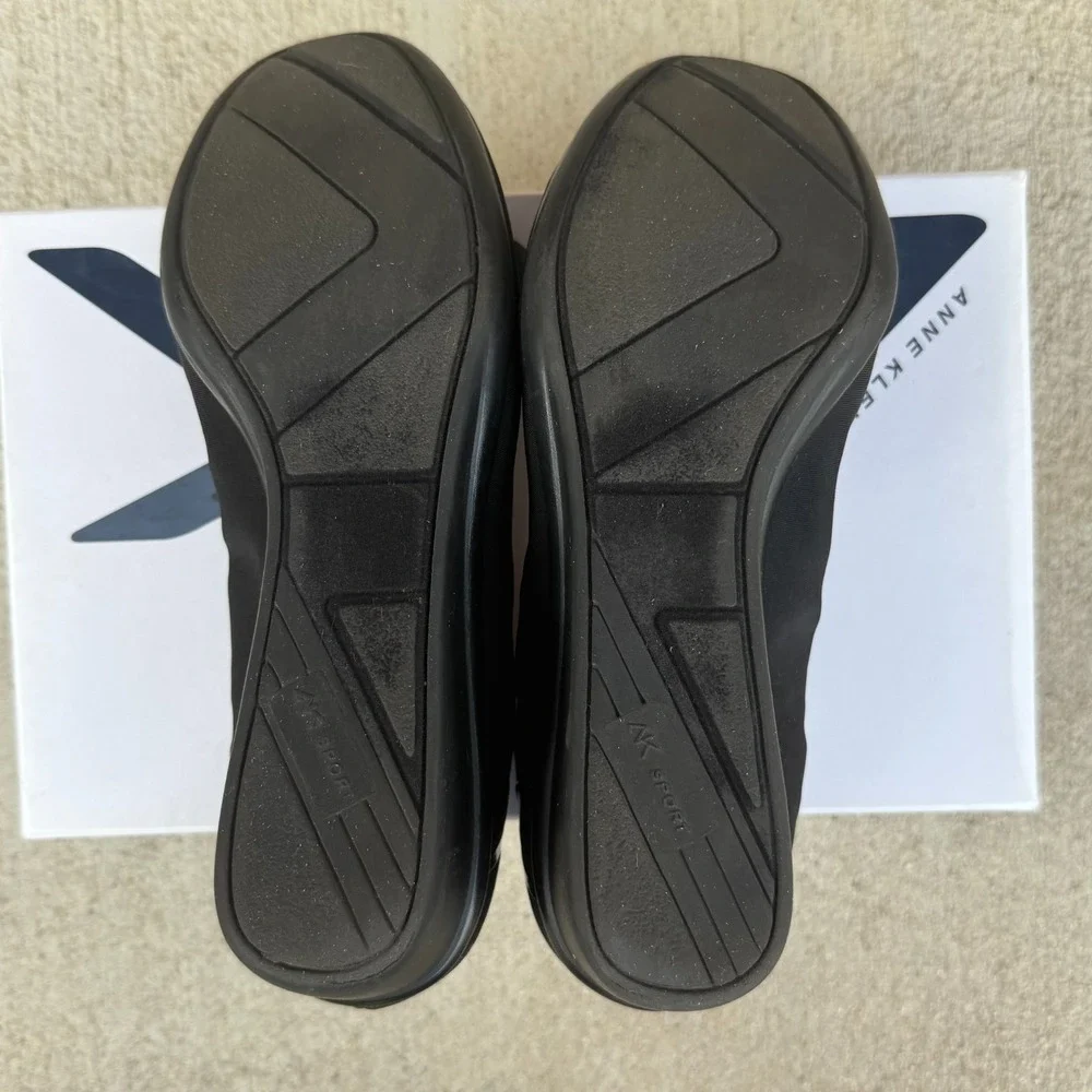 Anne Klein Sport 8.5 Black Mid Wedge Slip On Wedge‎ Shoe